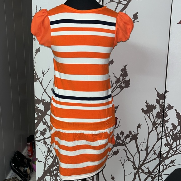 FILIPINO TIANGE (Commes De Garçons) White&Orange Striped Short Sleeve Dress $25 - Picture 3 of 13